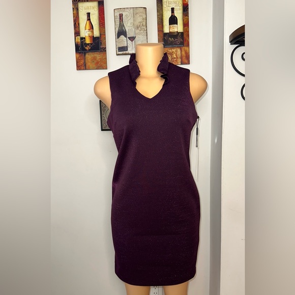 NWT SPARKLY CALVIN KLEIN DRESS SIZE 8P ELEGANT LOOKING WITH NECK SURROUNDING - Picture 3 of 16